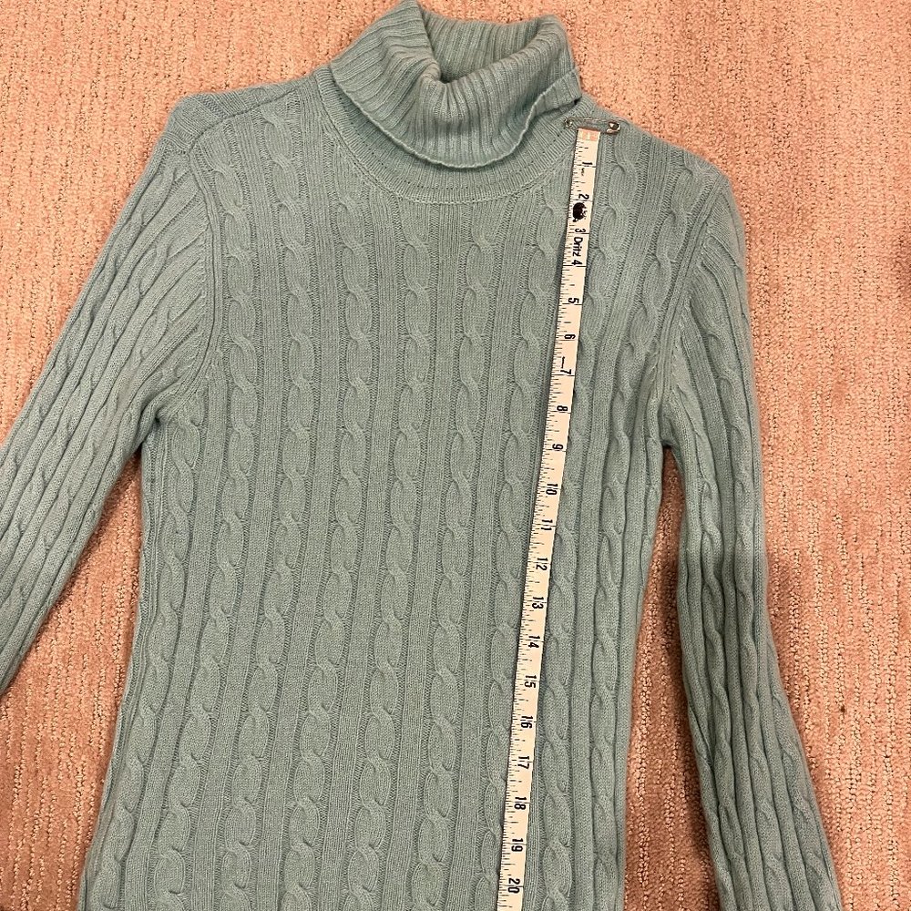 Sutton Studio for Bloomingdales Turtleneck Green 100% Cashmere Sweater Women S/M